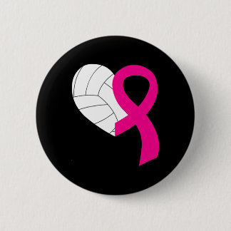 Volleyball Pink Ribbon Cool Breast Cancer Awarenes 2 Inch Round Button