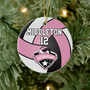Volleyball 🏐 Pink, White and Black Ceramic Ornament