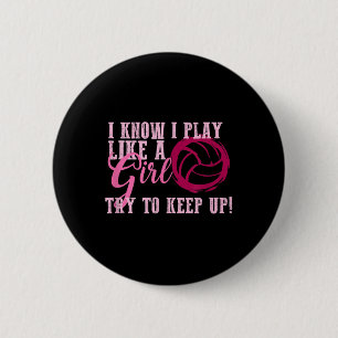 Volleyball Play Like a Girl Cute For Teens 2 Inch Round Button