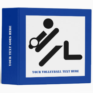 Volleyball player black, white, blue icon custom binder