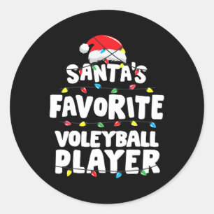 Volleyball Player Christmas Santa's Favourite Funn Classic Round Sticker