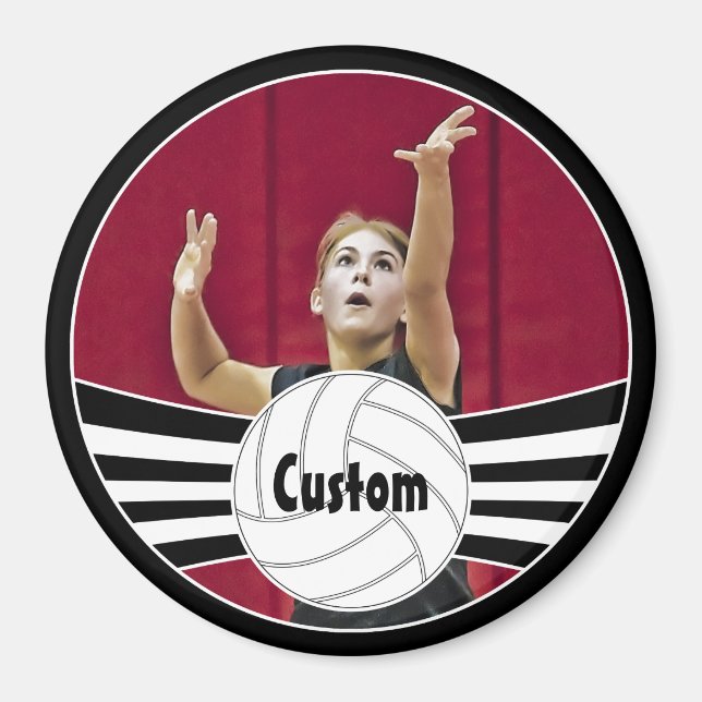 Volleyball Player Custom Photo & Name Magnet (Front)