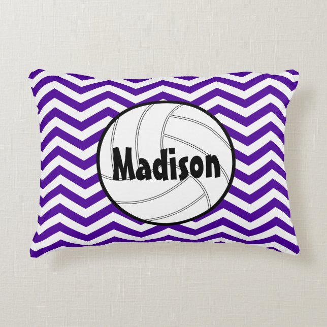 Volleyball Player Custom Text and Colour Chevron Accent Pillow (Front)