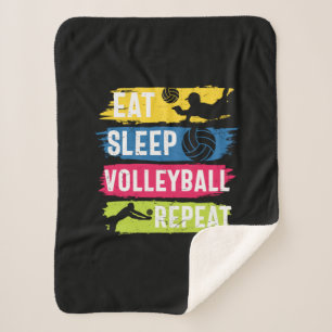Volleyball Player   Eat Sleep Volleyball Repeat Sherpa Blanket