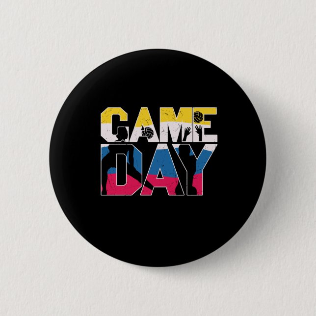 Volleyball Player | Game Day Volleyball 2 Inch Round Button (Front)