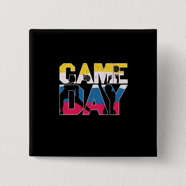 Volleyball Player | Game Day Volleyball 2 Inch Square Button (Front)
