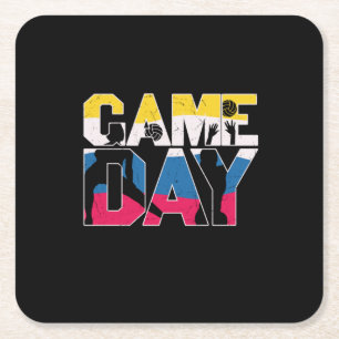 Volleyball Player Game Day Volleyball Square Paper Coaster
