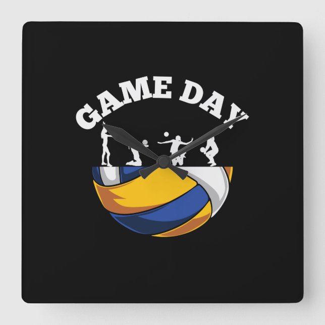 Volleyball Player | Game Day Volleyball Square Wall Clock (Front)