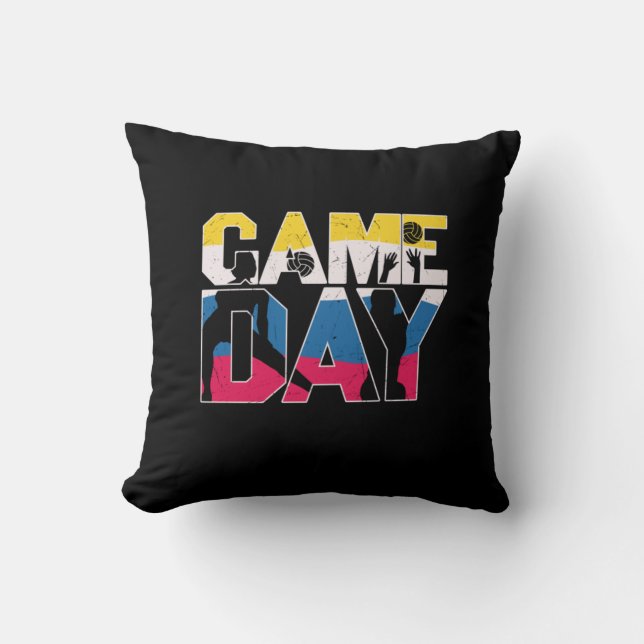Volleyball Player | Game Day Volleyball Throw Pillow (Front)