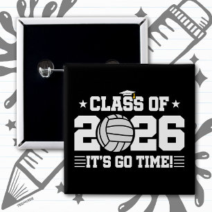 Volleyball Player Graduation Class of 2026 Senior 2 Inch Square Button