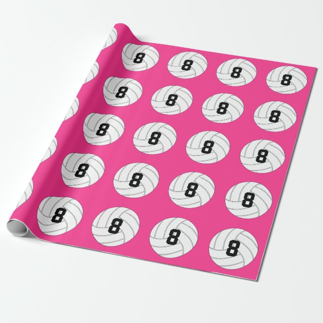 Volleyball Player Jersey Number & Team Colour Spor Wrapping Paper (Unrolled)