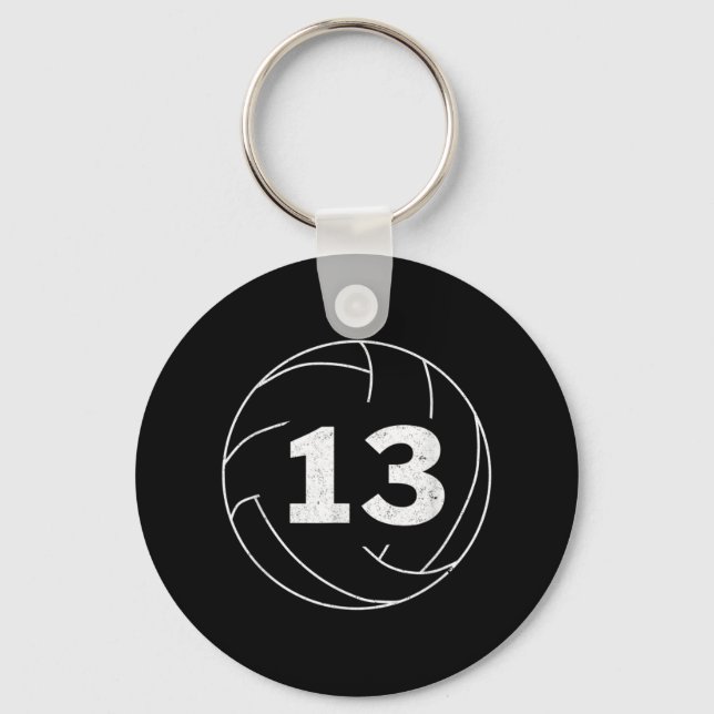 Volleyball Player Jersey Number  Thirteen Graphic  Keychain (Front)