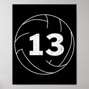 Volleyball Player Jersey Number  Thirteen Graphic  Poster