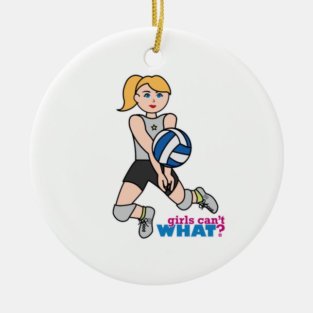 Volleyball Player - Light/Blonde Ceramic Ornament (Front)