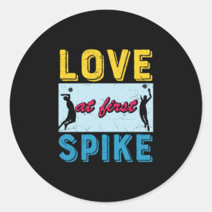 Volleyball Player Love At First Spike Classic Round Sticker
