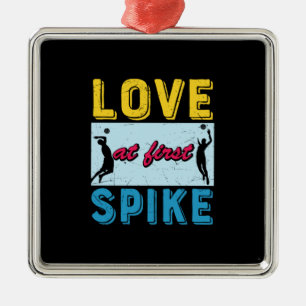 Volleyball Player Love At First Spike Metal Ornament