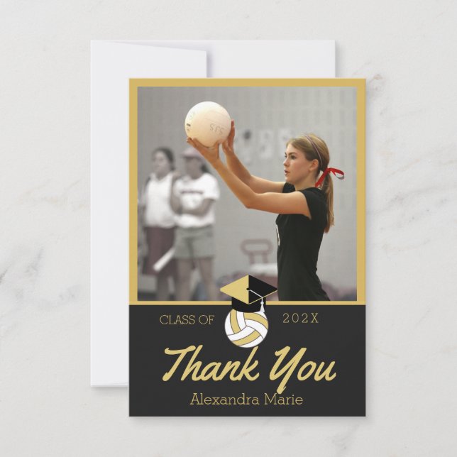 Volleyball player Modern Photo graduation class of Thank You Card (Front)