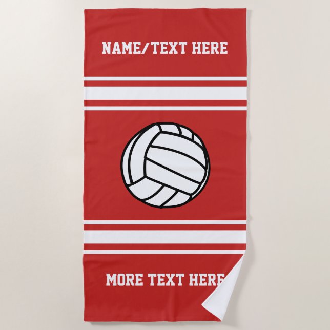 Volleyball Player Name Team Name Your Team Colour Beach Towel (Front)