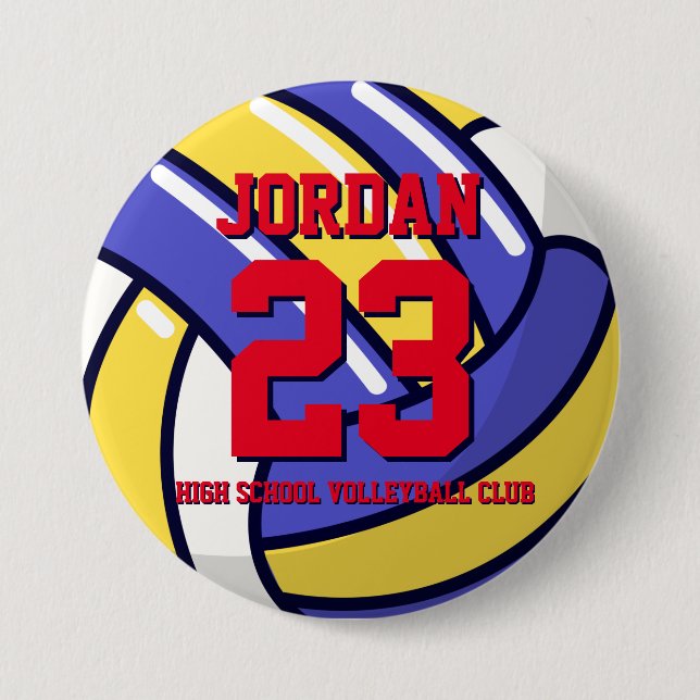 Volleyball Player Number School Sports Team Pin (Front)