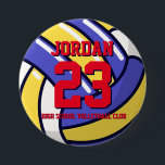 Volleyball Player Number School Sports Team Pin<br><div class="desc">A perfect pin for sports fans,  athletes,  players,  coach or captain of the baseball team. You can customize the wording to fit any events with this sports theme,  whether it's birthday,  championship celebration or winning party.</div>