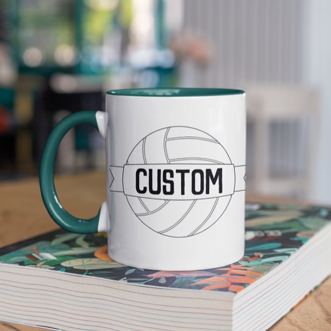Volleyball Player or Coach Custom Team Name Text Mug (Volleyball mug with custom team name or text)