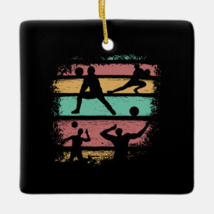 Volleyball Player Retro Ceramic Ornament