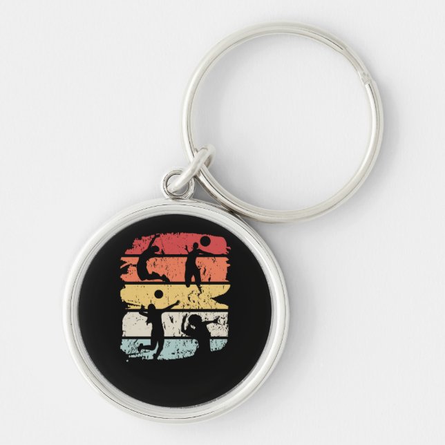 Volleyball Player Retro Keychain (Front)