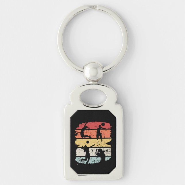 Volleyball Player Retro Keychain (Front)