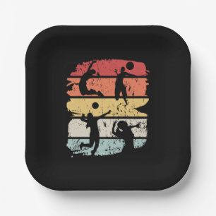 Volleyball Player Retro Paper Plate