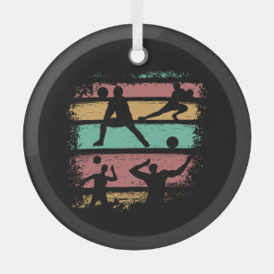 Volleyball Player Retro Vintage Glass Ornament