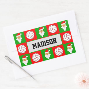 Volleyball Player Santa Clause Christmas Wrapping Sticker