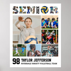 Volleyball Player Senior Sports Team Photo Collage Poster