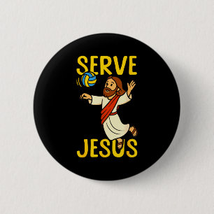 Volleyball Player Team Jesus Serve Jesus 2 Inch Round Button