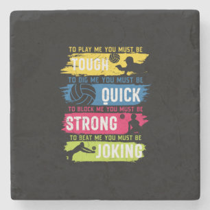 Volleyball Player Tough Quick Strong Stone Coaster