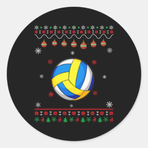 Volleyball Player Ugly Xmas Design Matching Ugly C Classic Round Sticker