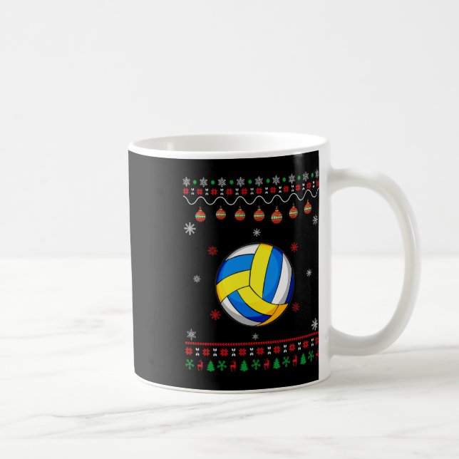 Volleyball Player Ugly Xmas Design Matching Ugly C Coffee Mug (Right)