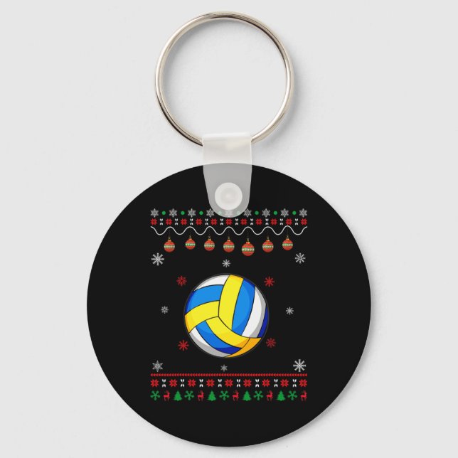 Volleyball Player Ugly Xmas Design Matching Ugly C Keychain (Front)
