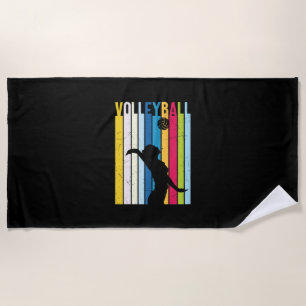 Volleyball Player   Vintage Volleyball Beach Towel