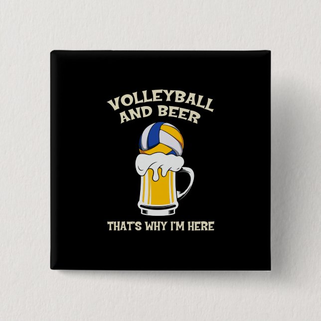 Volleyball Player | Volleyball And Beer 2 Inch Square Button (Front)