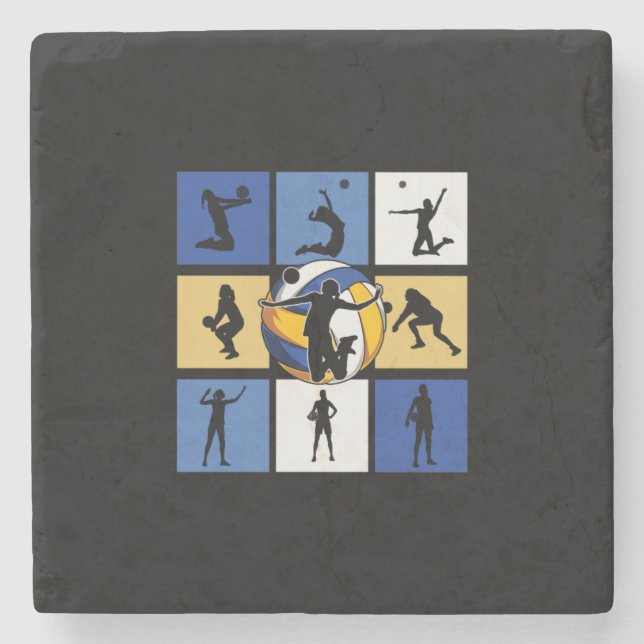 Volleyball Player | Volleyball Circle Stone Coaster (Front)