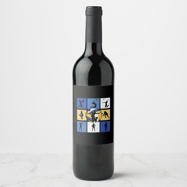 Volleyball Player | Volleyball Circle Wine Label (Front)