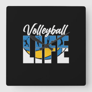 Volleyball Player   Volleyball Life Square Wall Clock
