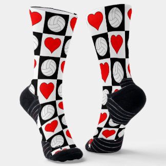 Volleyball Player Volleyballs and Hearts Pattern Socks