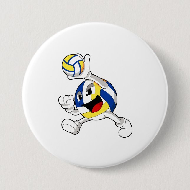 Volleyball player with Volleyball 3 Inch Round Button (Front)