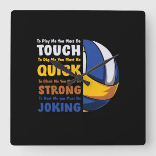 Volleyball Player   You Must Be Strong Square Wall Clock