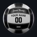 Volleyball Player's Name Year Team Black and White 4 Inch Round Button<br><div class="desc">Need a unique idea to give to your Team? Personalized Black and White Volleyball design. Insert your Team Name,  Player's Name,  Jersey Number,  Year. These keychain make a unique team gift.</div>