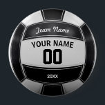 Volleyball Player's Name Year Team Black and White 4 Inch Round Button<br><div class="desc">Need a unique idea to give to your Team? Personalized Black and White Volleyball design. Insert your Team Name,  Player's Name,  Jersey Number,  Year. These keychain make a unique team gift.</div>