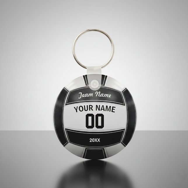 Volleyball Player's Name Year Team Black and White Keychain (Creator Uploaded)