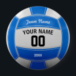 Volleyball Player's Name Year Team Blue 4 Inch Round Button<br><div class="desc">Personalized Blue and White Volleyball design. Insert your Team Name,  Player's Name,  Jersey Number,  Year. These keychain make a unique team gift.</div>