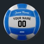 Volleyball Player's Name Year Team Blue 4 Inch Round Button<br><div class="desc">Personalized Blue and White Volleyball design. Insert your Team Name,  Player's Name,  Jersey Number,  Year. These keychain make a unique team gift.</div>